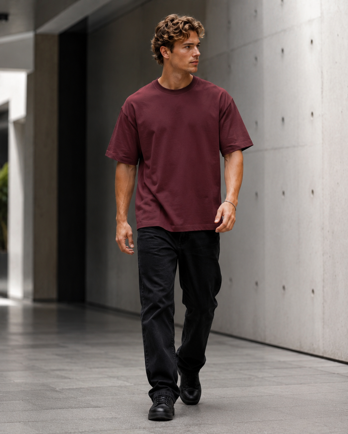 Merlot Maroon Men’s Oversized T-Shirt