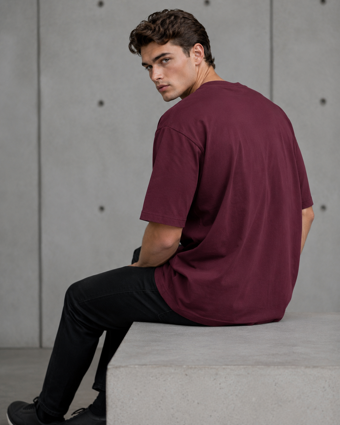 Merlot Maroon Men’s Oversized T-Shirt
