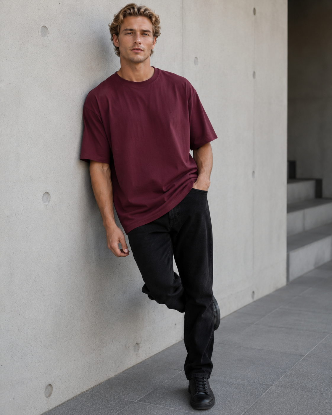 Merlot Maroon Men’s Oversized T-Shirt
