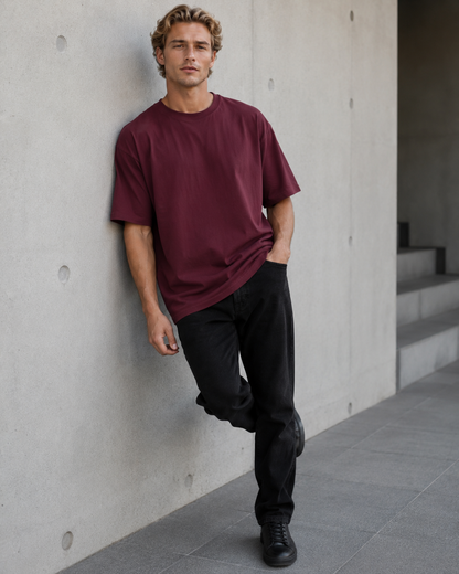 Merlot Maroon Men’s Oversized T-Shirt
