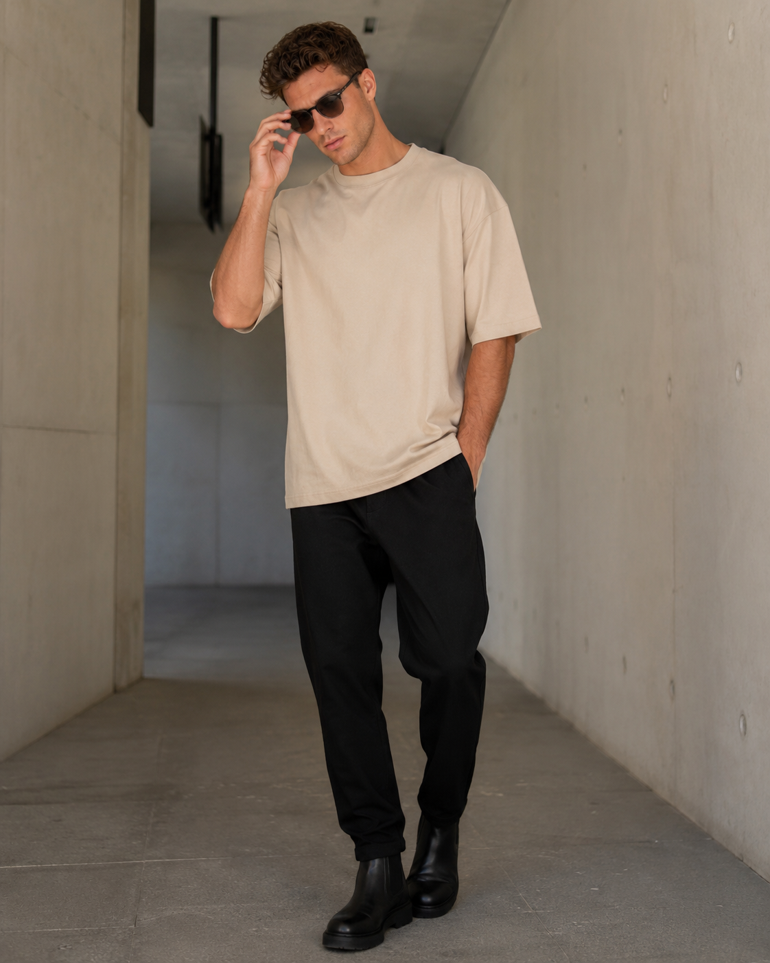 Sand Beige Men’s Oversized T-Shirt