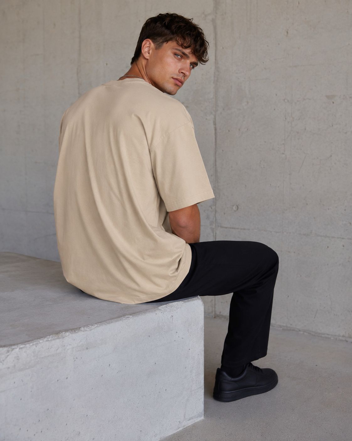 Sand Beige Men’s Oversized T-Shirt