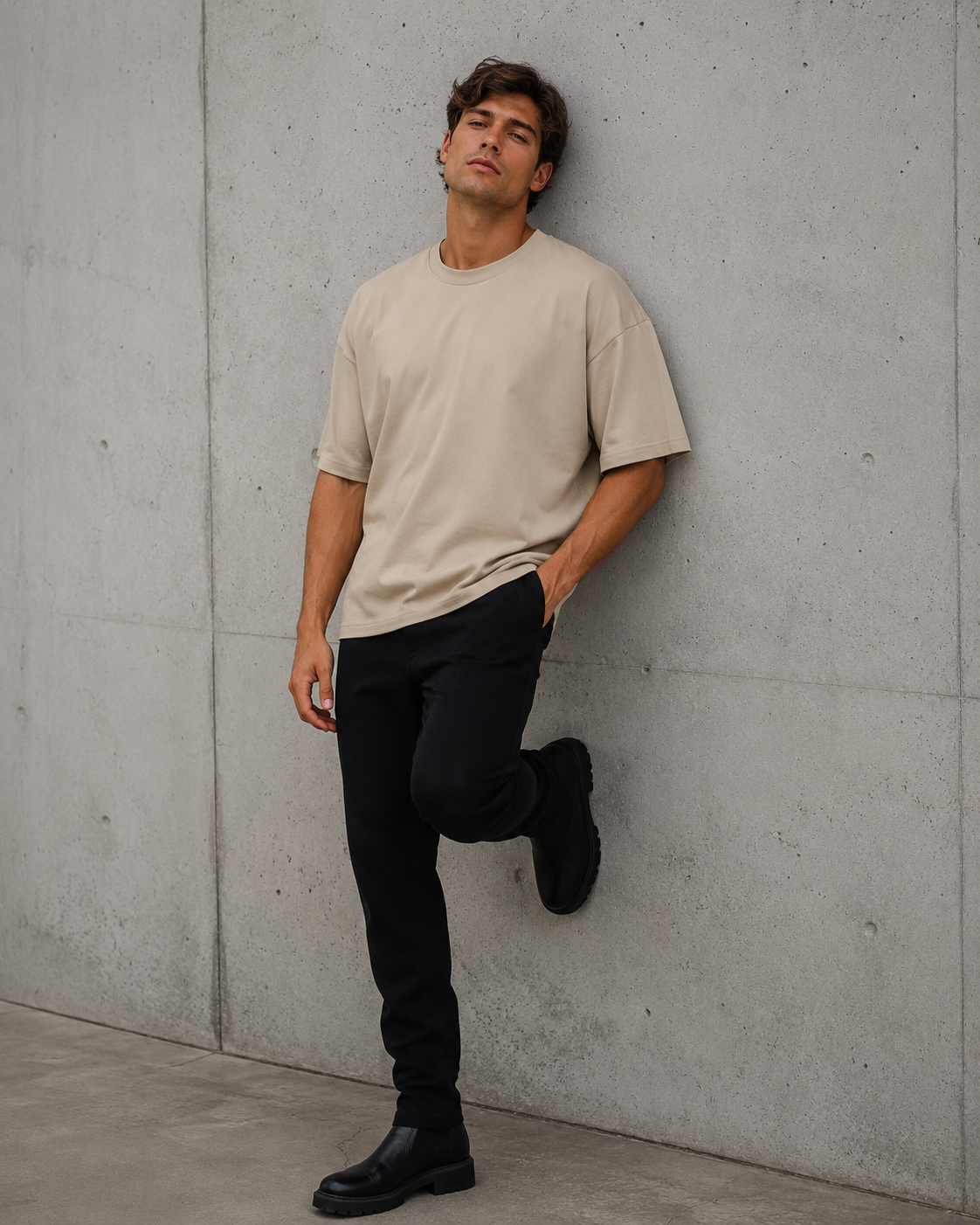 Sand Beige Men’s Oversized T-Shirt