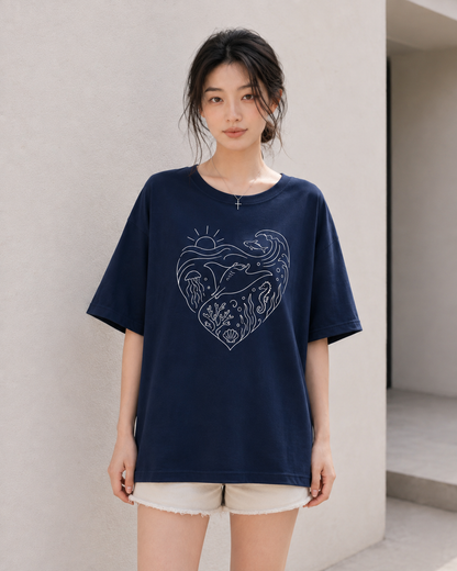 Ocean Heart Babe Oversized T-Shirt