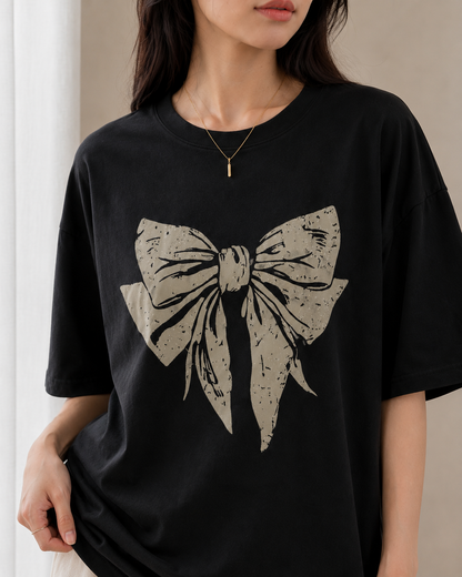 Midnight Bow Babe Oversized T-Shirt