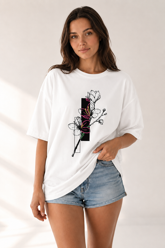Neon Bloom Babe Oversized T-Shirt
