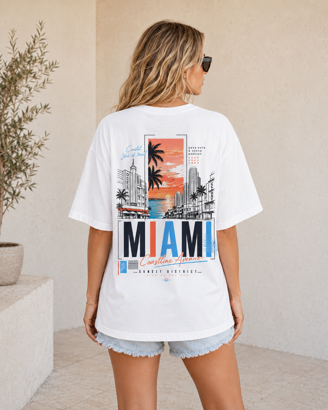 Miami Coastline Avenue Oversized T-Shirt